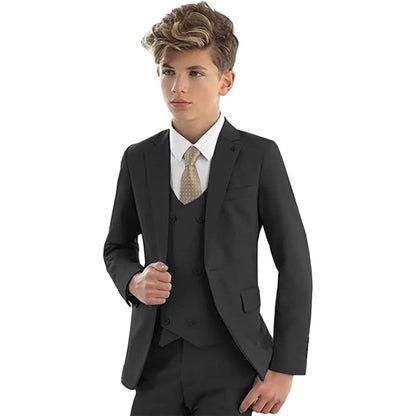 Christmas Party Fashion Green Suit Sets For Boys Piano Performance Formal Blazer Vest Pants 3 Pieces Evening Dinner Outfits