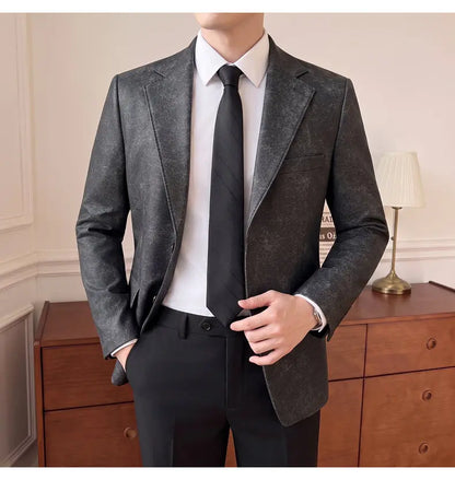 Men's Smart Casual Blazer Single Breasted Slim Fit Full Sleeve Business Formal Jacket