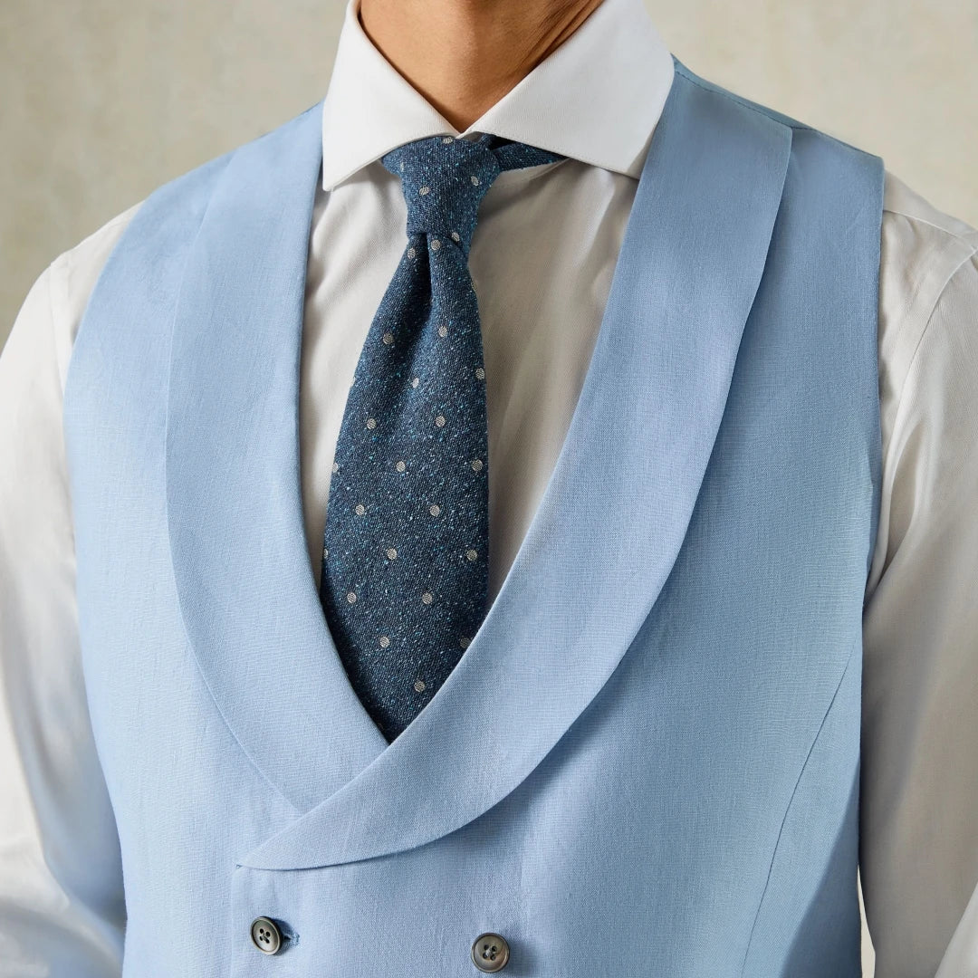 Men's Formal Vest Double-Breasted Lapel Waistcoat Pink Solid for Wedding & Business