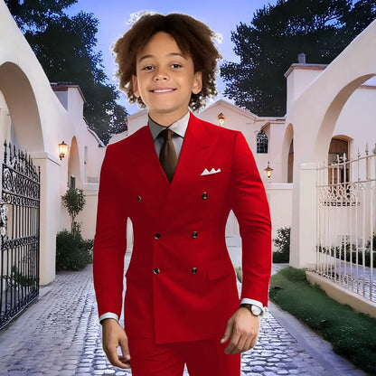 Fashion Light Grey Boy Suit Wedding Tuxedo Double Breasted Formal Child Jacket 2 Piece Blazer Pants costume enfant garçon