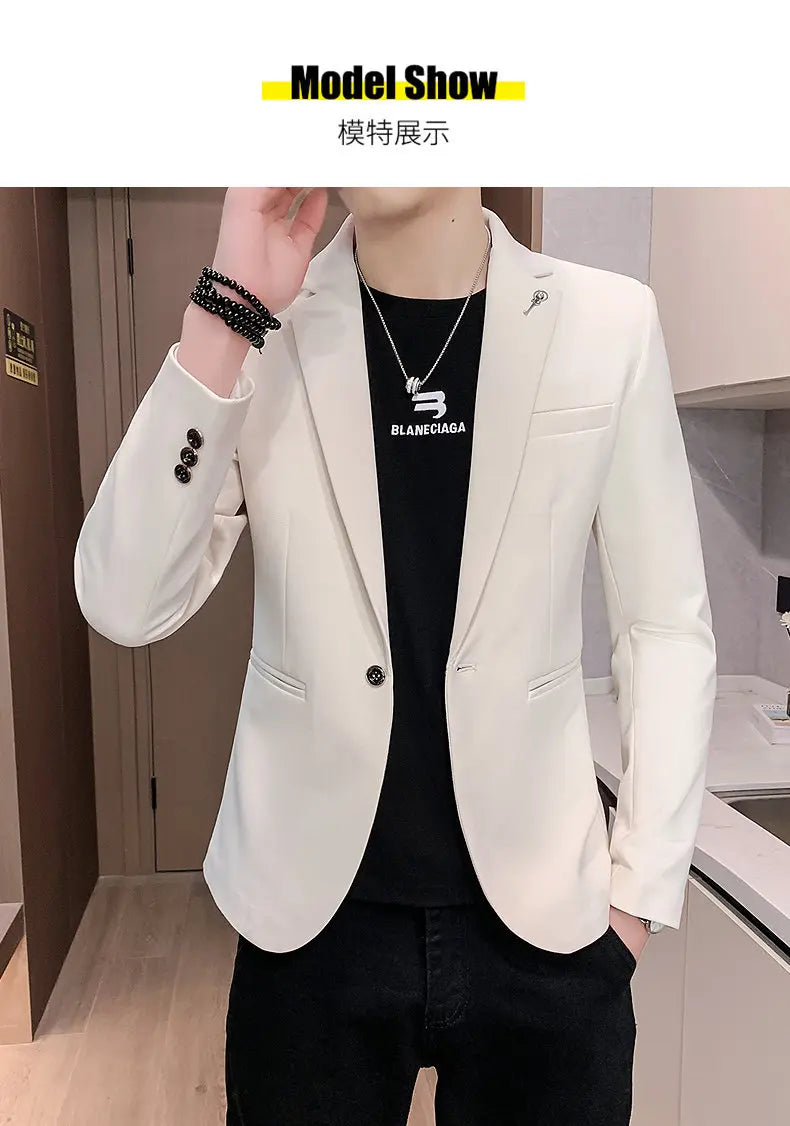 Blazer Outdoor Men's Velvet Fashion Business Korean-style Travel Wedding Solid Color Slimming Casual High Formal Wear Blazer