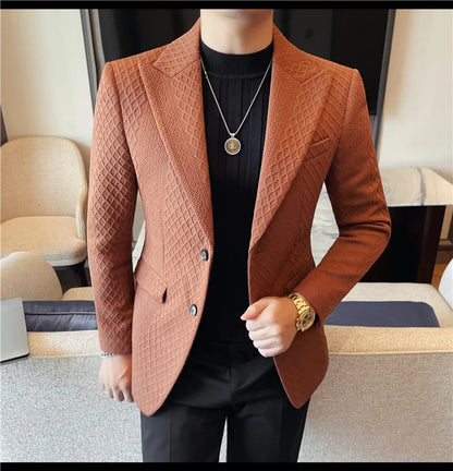 Autumn Winter Single Breasted Wedding Suit Jacket for Men Business Casual Slim Fit Blazers Banquet Party Social Suit Jackets