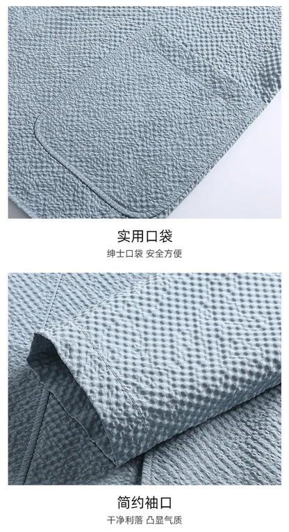 2026 Sun Protection Lightweight Blazer - Fashionable Business Outdoor Travel Wedding Casual Korean Men's Bubble Weave Blazer