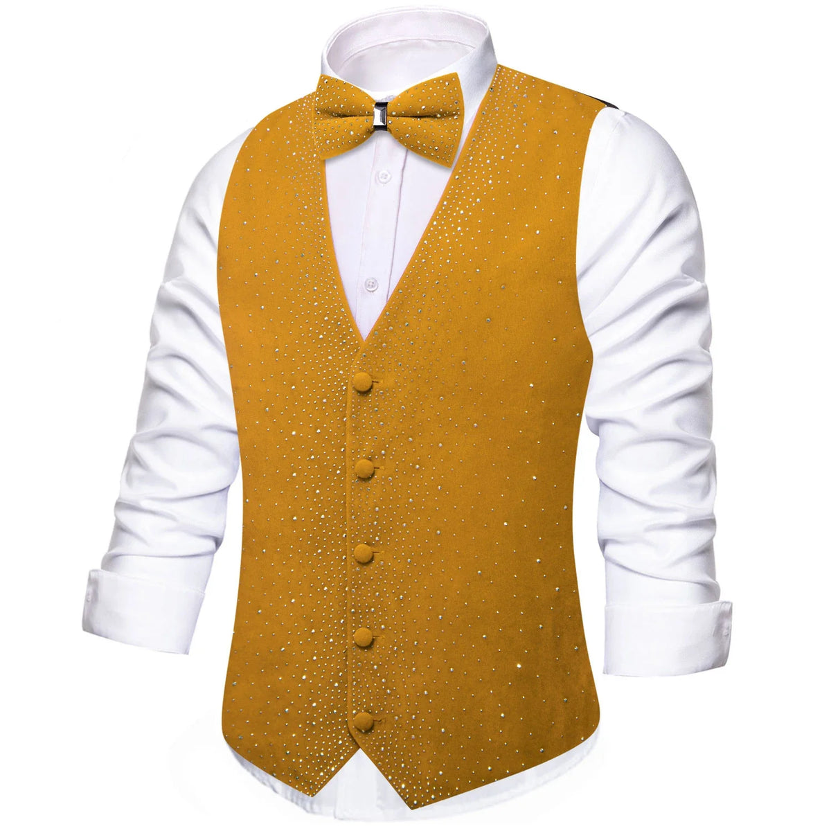 Men's Sequined Suit Vest & Bow Tie 3-Piece Set Black Green Red for Weddings & Evening Parties