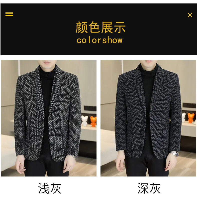 Blazer Autumn and Winter Men's Fashion Outdoor Travel Youth Wedding Slimming Casual Formal Wear with Cotton Warmth Blazer  2025