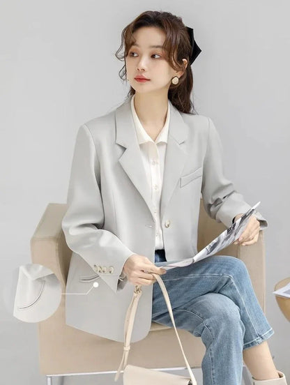 Women's 2025 New Korean Petite Niche Design Solid Slim Fit Blazer High Quality Slimming Minimalist Work Spring Autumn