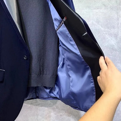 High Quality Autumn Business Men Banquet Formal Suit Slim Fit Velvet Blazer Jacket Pants Two Piece Set Groom Wedding Dress Suits