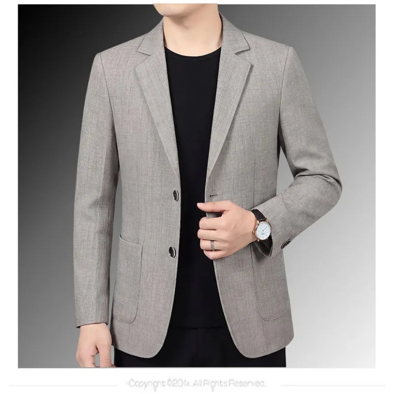 30% Linen Blazer - Stylish Business Formal Men's Suit with Gentleman British Style Trendy Breathable and Versatile Casual Blazer