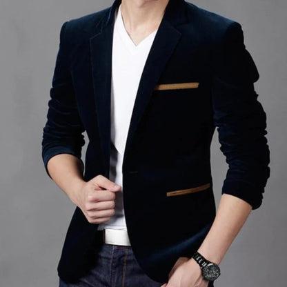 Men's Slim Fit Korean Style Blazer Autumn Winter Formal Suit Jacket Trendy Youth Business Casual Top