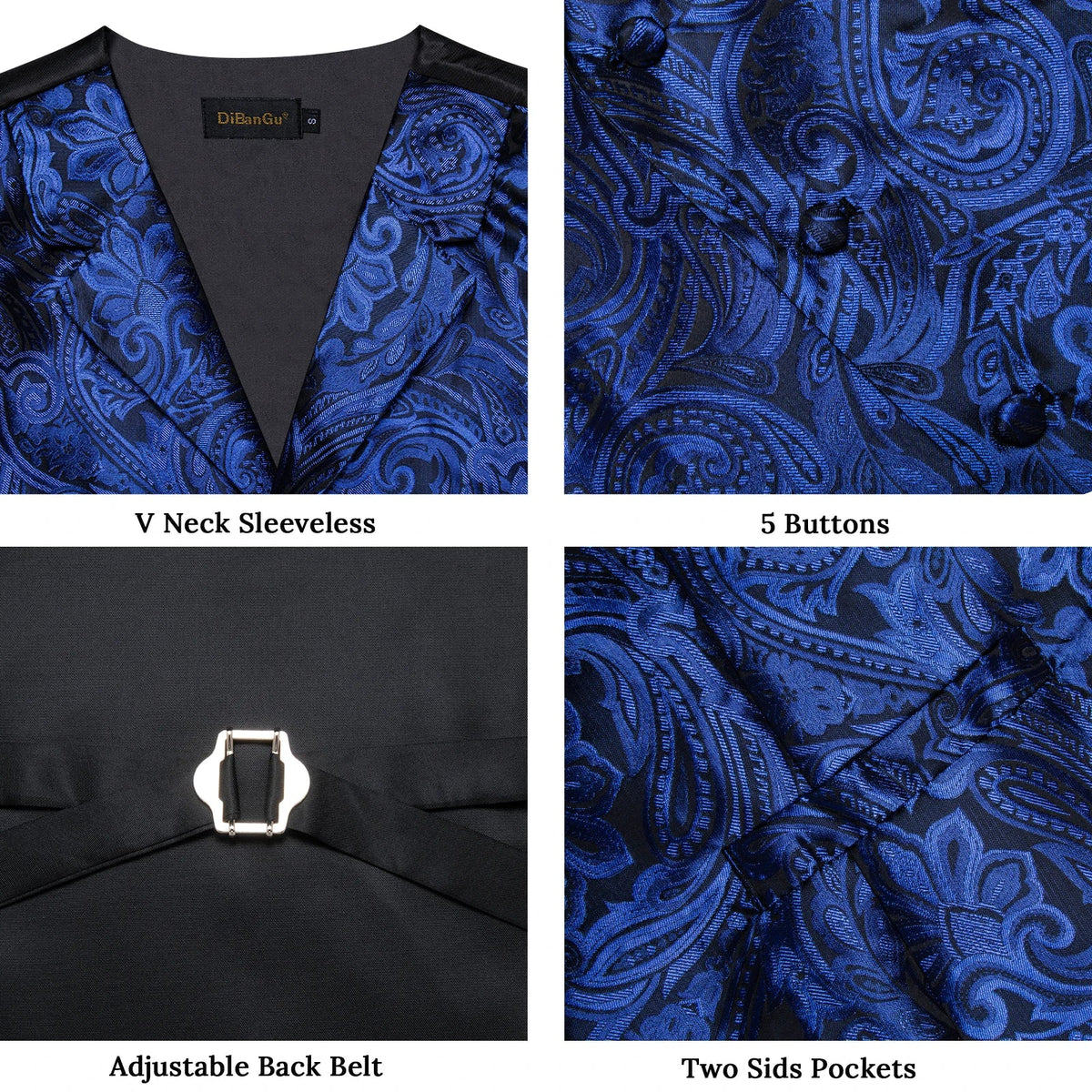 Men's Paisley Suit Vest & Tie Set – Formal Waistcoat with Necktie Pocket Square, Perfect for Weddings and Business Events