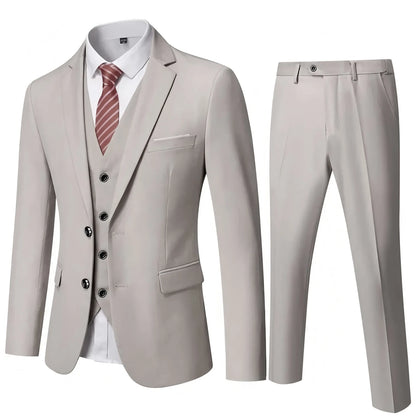 Ensemble Blazer Noir Homme Automne Mariage Soirée 3 Pièces Grande Taille Manteau Blazer, Pantalon et Gilet Homme Noir Mode Costumes Slim Fit