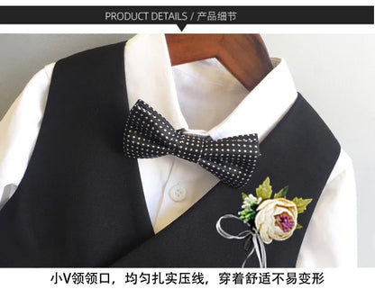 Children Formal Tuxedo Suit Flower Boys Wedding Dress Kids 1 Year Birhtday Photograph Suit Children Performance Party Costume