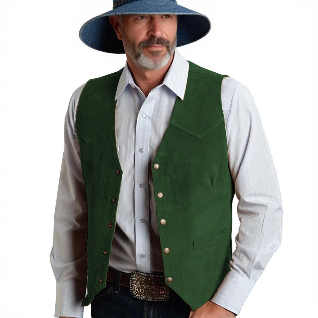 Men's Suit Vest Slim Fit V-Neck Metal Buttons Flannel Waistcoat for Business & Smart Casual Occasions