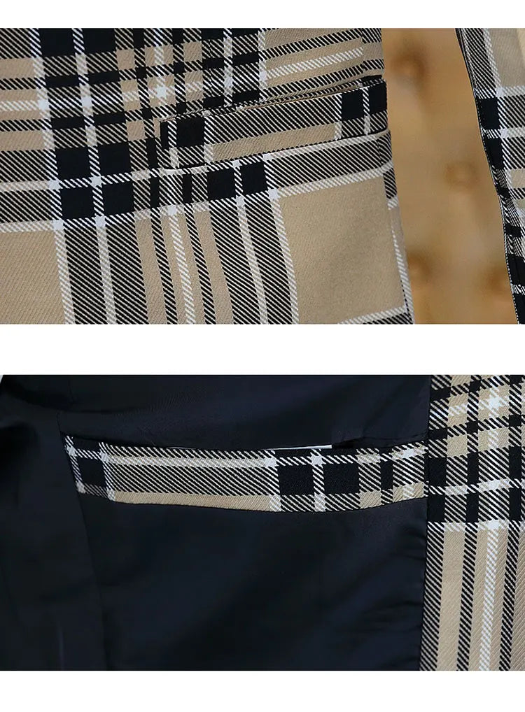 Spring Autumn 2024 Casual Checkered Slim Fit Men's Suit Jacket Korean Style Fashion Handsome Young Men's Clothing