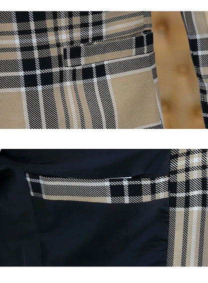 Spring Autumn 2024 Casual Checkered Slim Fit Men's Suit Jacket Korean Style Fashion Handsome Young Men's Clothing
