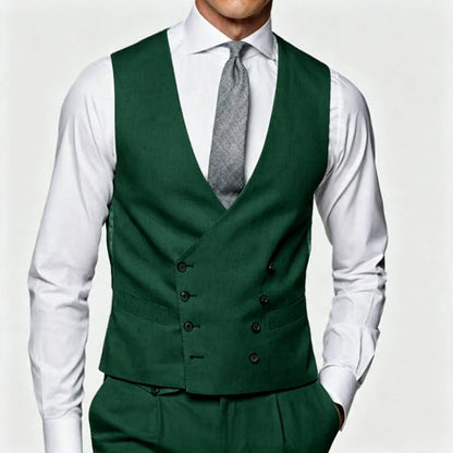 Men's Suit Vest Double Breasted Lapel Waistcoat for Wedding & Business
