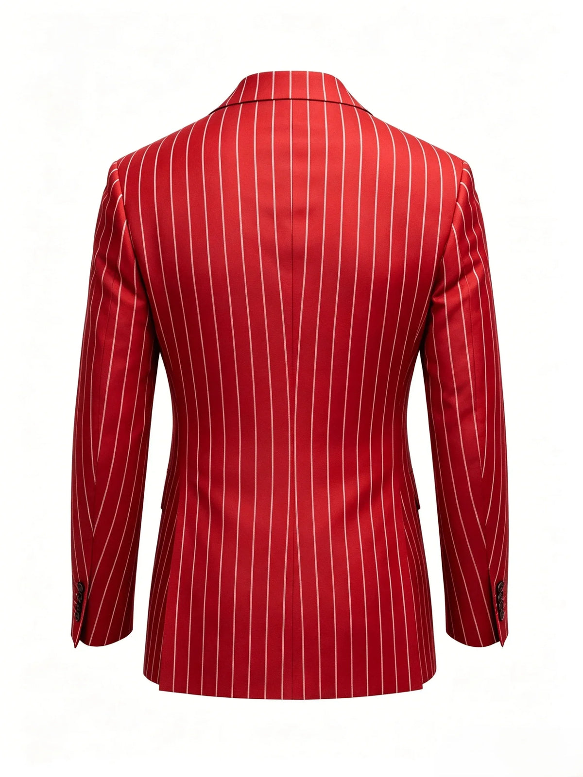 Men's Luxury Red Vertical Stripe Suit Jacket, Vintage Slim Fit Pinstripe Tuxedo Blazer, High-End Avant-Garde Formal Wedding Groo