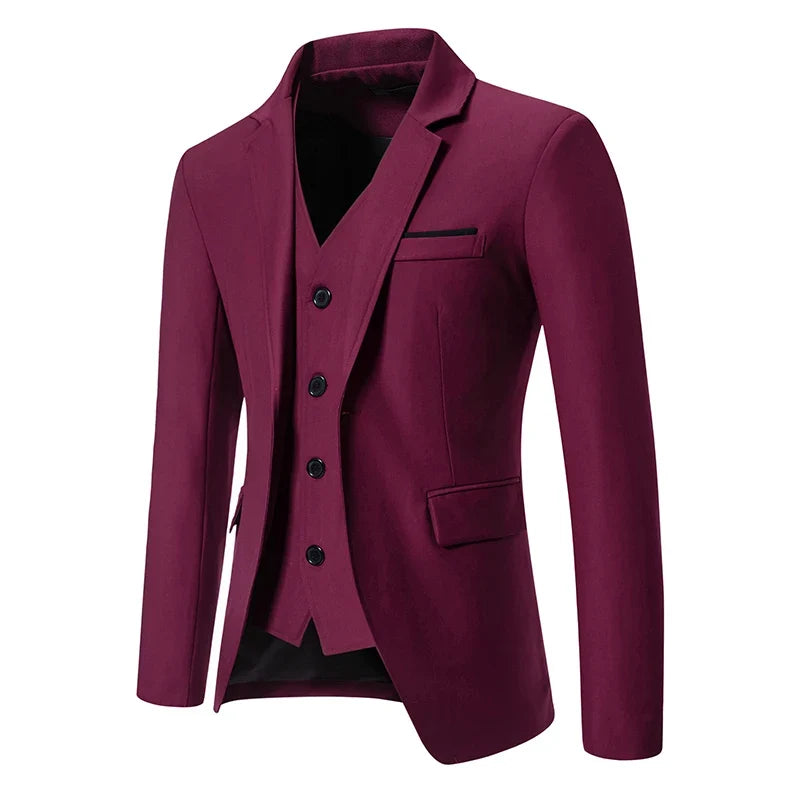 Blazer Men's Fashion Gentleman Solid Color Comfortable Business Color Match with Fake Two Wedding Casual Banquet Slim Suit