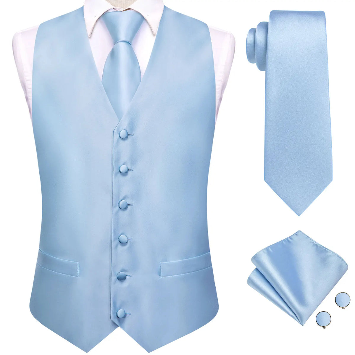 Men's Suit Vest 4-Piece Set – Solid Violet Lilac Woven Waistcoat for Weddings & Business Formal