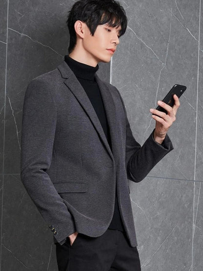 Men's Premium Wool Blend Blazer Coat Autumn Winter Thickened Korean Style Casual Business Smart Casual Elegant Outerwear