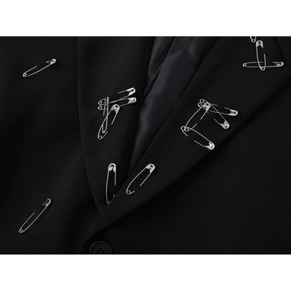 Women Black Gothic Emo Blazer Jacket Vintage Single Breasted Long Sleeve Outerwear Y2k 2000s Chic Fashion Suit Coat Autumn 2025