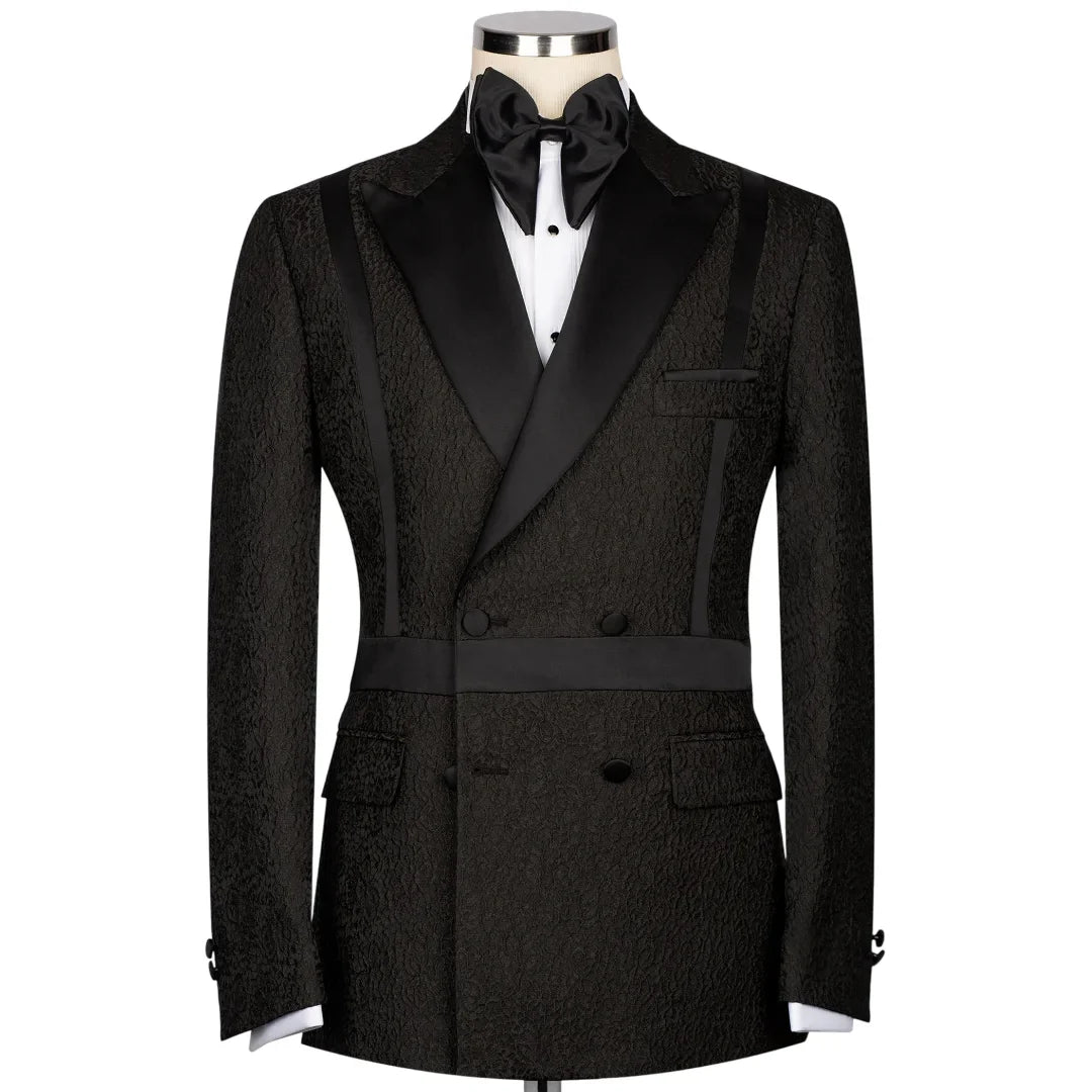 Leisure Men's Suit 2 Pieces Appliques Lapel Blazer Pants Bow Collar Wedding Tuxedos Work Business Formal Customized M7160