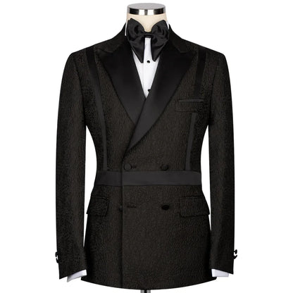 Leisure Men's Suit 2 Pieces Appliques Lapel Blazer Pants Bow Collar Wedding Tuxedos Work Business Formal Customized M7160