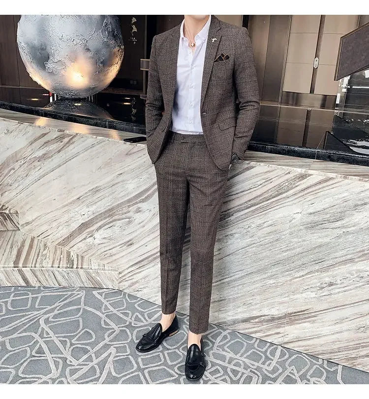 Men's Hemp Linen Suit (Blazer + Pants) – Smart Casual British Style for Business, Wedding & Everyday Wear