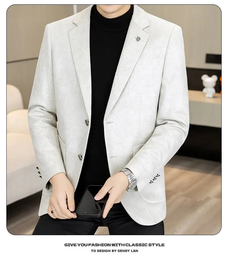 High-Quality Fashionable Autumn Winter New Design Casual Men's Suit Jacket Trendy Versatile Outerwear for Business And Casual We