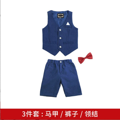 Baby Boys Formal Birthday Photograph Suit Kids Vest Shirt Pants Bowtie Wedding Dress Teenager Suit Children Graduation Costume