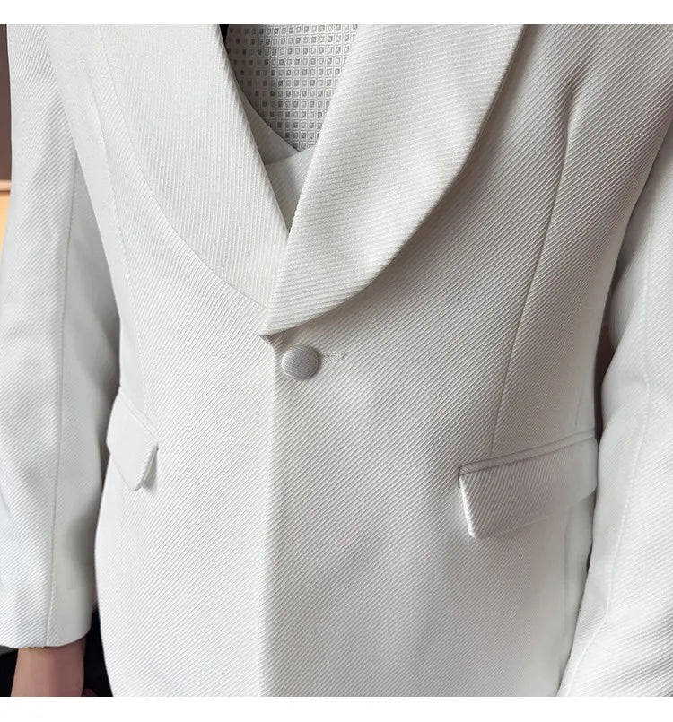 Men's Slim Fit 3-Piece Suit for Weddings, Parties & Formal Occasions – White, Red, Black