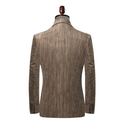 KIDWHXR Suit Coat Man Vintage Striped Single-breasted Male Blazer British Style Long Sleeve Pocket Slim Casual Men Outerwear