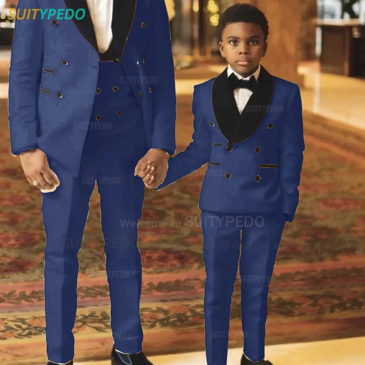 Fashion Boys Suit Sets Jacquard Shawl Lapel Jacket Wedding Flower Boy Costume Children Custom Suitable Blazer Vest Pants 3 Pcs