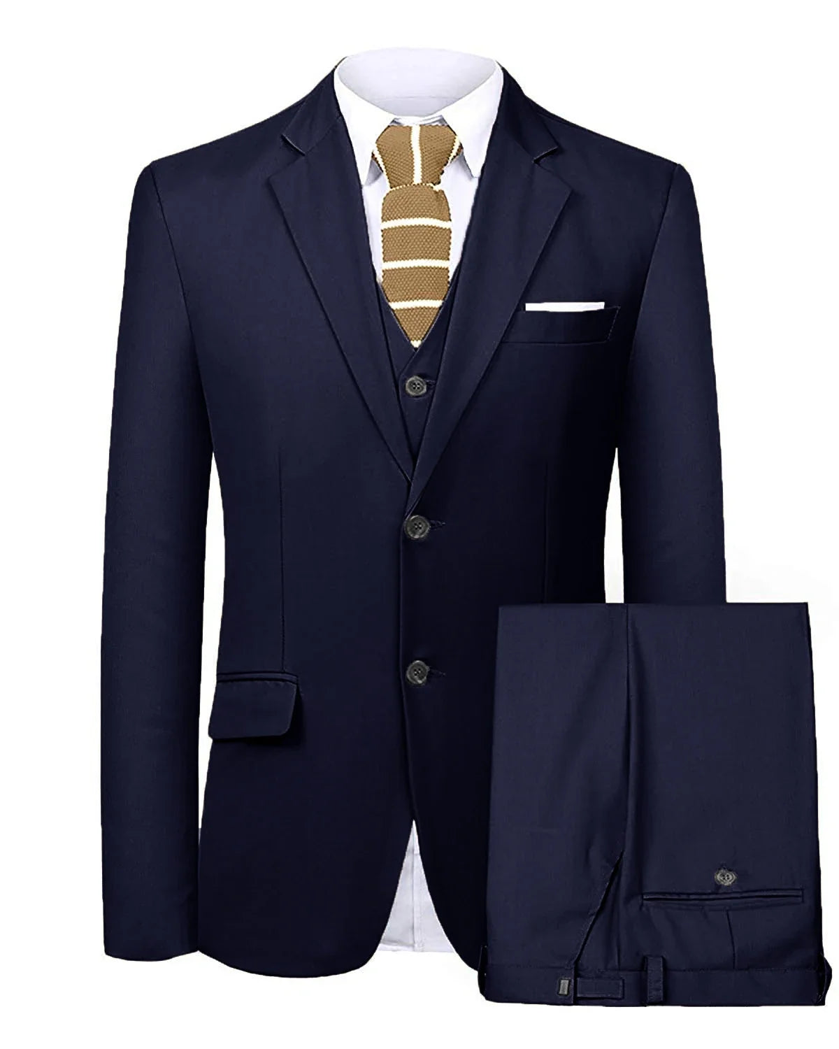 Men's 3 Pieces Suit Two Buttons Notch Lapel Jacket Waistcoat and Trousers Dinner Wedding Tuxedos Slim Fit Formal Business Suits