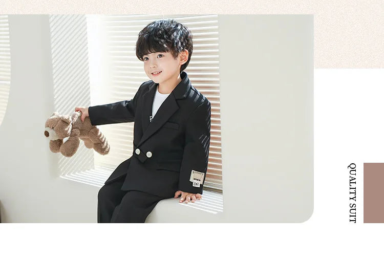 Boys Double Breasted Blazer Jack Vest Pants Children Suit Waistcoat Wedding Clothes Set Toddler Formal Dress Kids Tuxedos Outfit