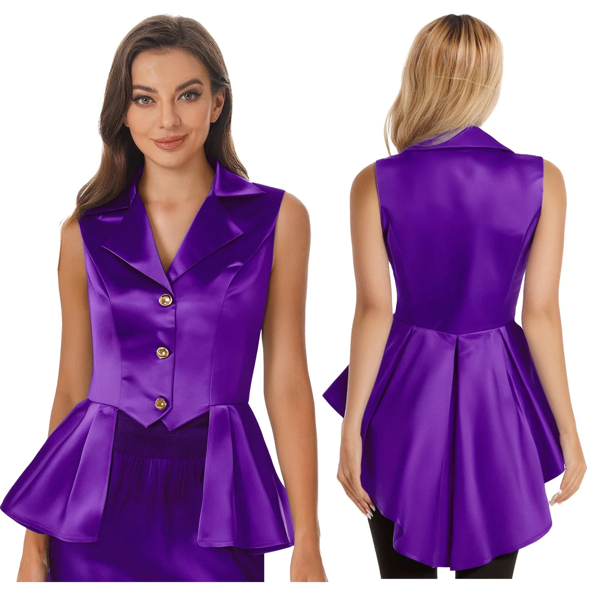 Women Sleeveless Vests Steampunk Victorian Costumes Waistcoat Jacket Top Turn-Down Collar Tuxedo Tank Top Cosplay Gothic Outfit