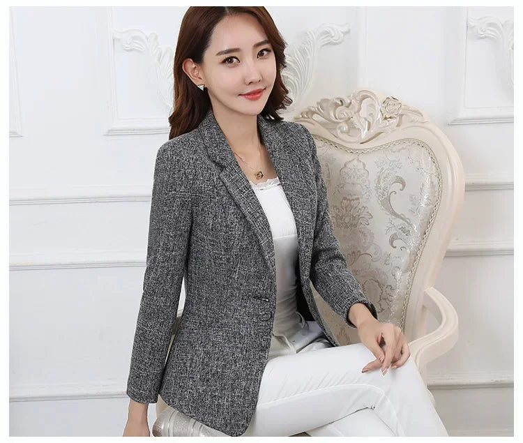 Fashion Women Blazers Jackets Work 2025 Office Lady Suit Slim Single Breasted Business Female Blazer Coats Formal Veste Femme