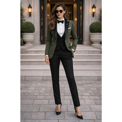 Chic Women Suits 3 Piece Elegant Peak Lapel One Button Tuxedo Slim Fashion Formal Prom Party Wedding Business Casual Outfit