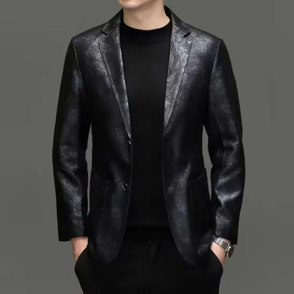 Men's Genuine Leather Blazer – Sheepskin Smart Casual Suit Jacket