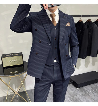 Men's Slim Fit Wedding Suit Set – Blazer, Vest & Pants for Groom & Business Formal