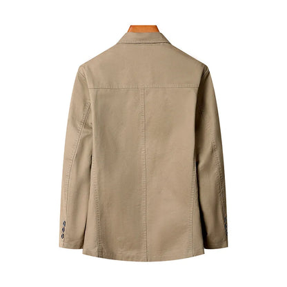 Blazer Man Retro Turn Down Collar Single-breasted Men Suit Coat Loose Pocket Long Sleeve Versatile Male Casual Outerwear