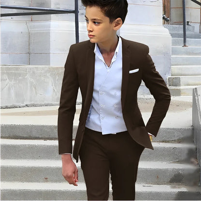 Formal Boys Slim Fit Suits 2 Pieces Birthday Party Tuxedo,Smart Handsome Kids Suit Set Wedding Guest Outfit Plus Size 2-20T