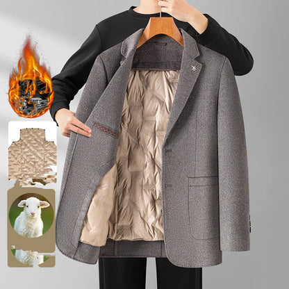 Men's Double-Sided Wool Blend Blazer Coat with Detachable Inner – Smart Casual