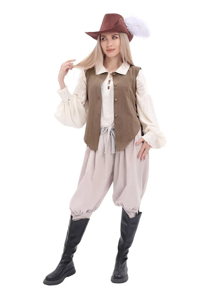 Women Pirate Vest Medieval Costumes Adult Halloween Renaissance Vest Black Bard Vest Top Bodice