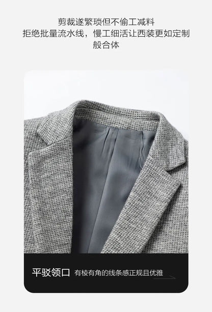 2025 Men's High-End Boutique Wool Suit Casual Business Top Coat Fashion Gentleman Party Four Seasons Elegant Tailored Suit
