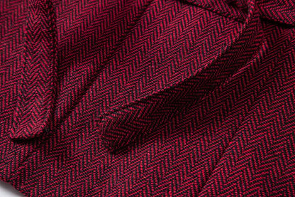 Men's Triple-Breasted Herringbone Tweed Vest – Retro Fake Two-Piece Waistcoat for Weddings & Smart-Casual Occasions