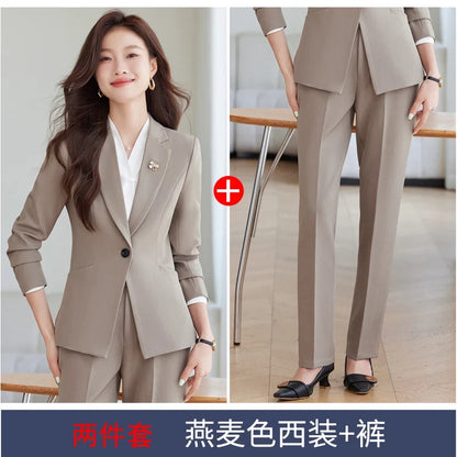 2026 Professional Womens Autumn and Winter New Two-Piece Long-Sleeved Suit + Trousers. Fashion Boutique Suit