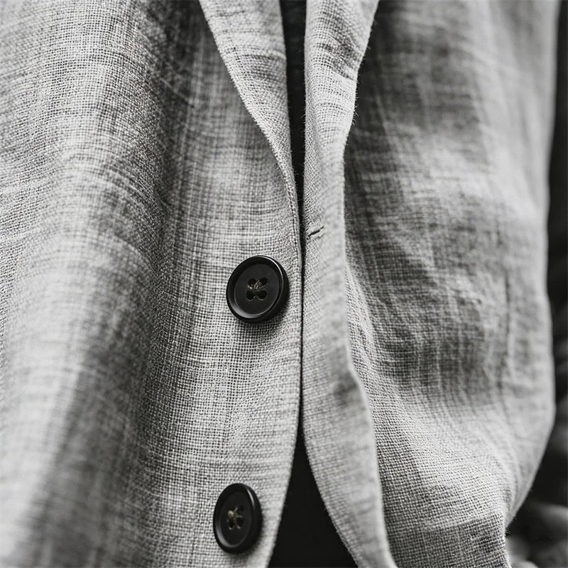 Men's Lightweight Linen Blazer Casual Slim Fit Notch Lapel Two Button Jacket for Summer Beach Wedding Business Daily Wear