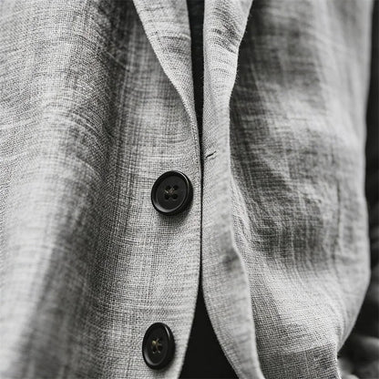 Men's Lightweight Linen Blazer Casual Slim Fit Notch Lapel Two Button Jacket for Summer Beach Wedding Business Daily Wear