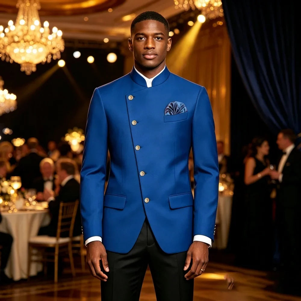 Single Breasted Wedding Suit Jacket For Men 1 Piece Stand Collar Slim Fit Fashion Blazer Prom Banquet Formal Business Outerwear